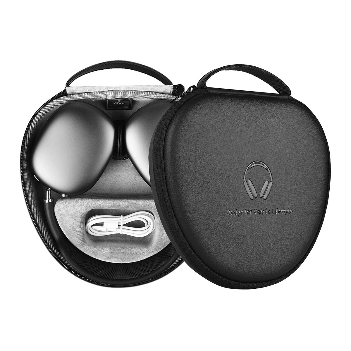 AirPods Max Case Accessory - Hard Shell Case met Slaapmodus - EVA Materiaal, Waterdicht & Stofbestendig - Voor Apple Headphones - Zwarte Reiskoffer Met Extra Opbergvak