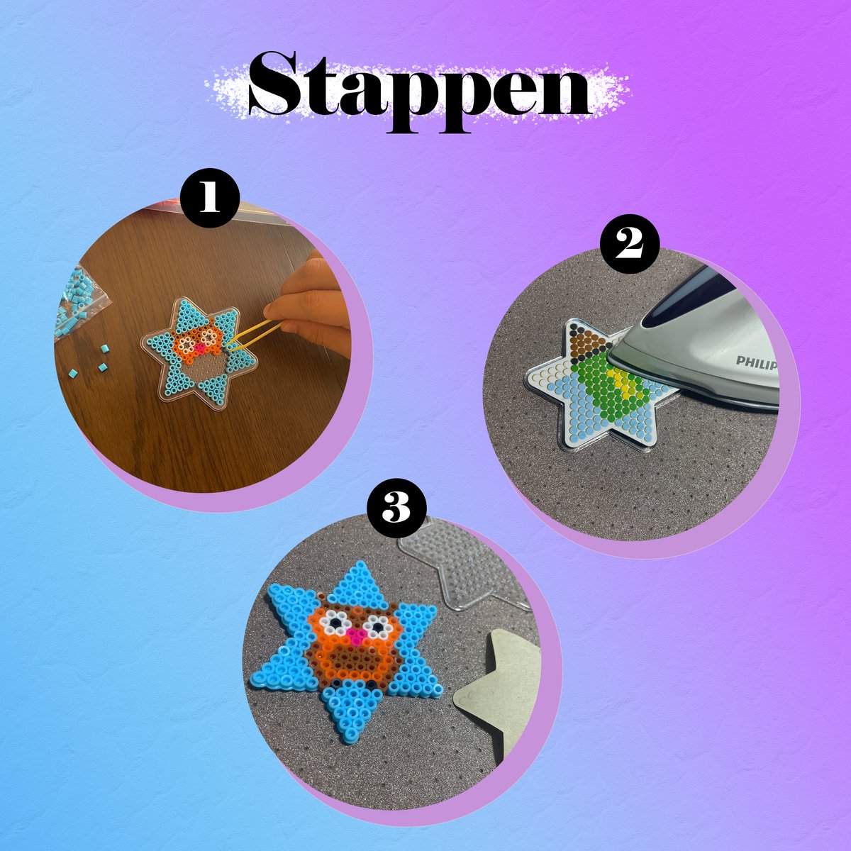 Creacol Strijkkralen set- 10 Kleuren - 4.000 Kralen 5mm - Inclusief Grondplaten en Strijkvellen — afbeelding 5