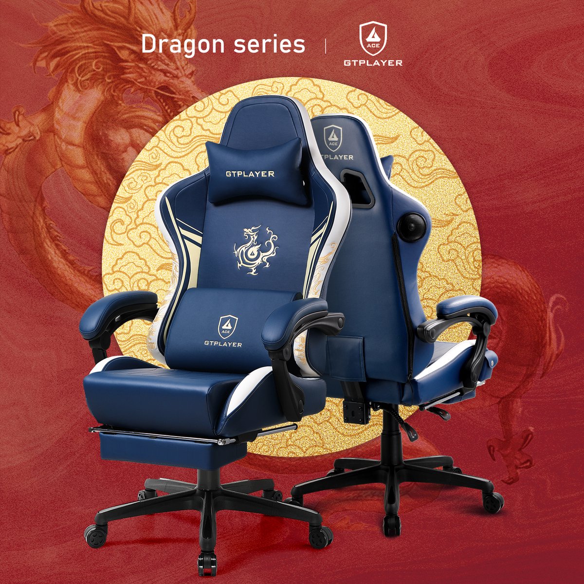 Dragon Series Gamingstoel met Bluetooth-luidsprekers en - afbeelding 3