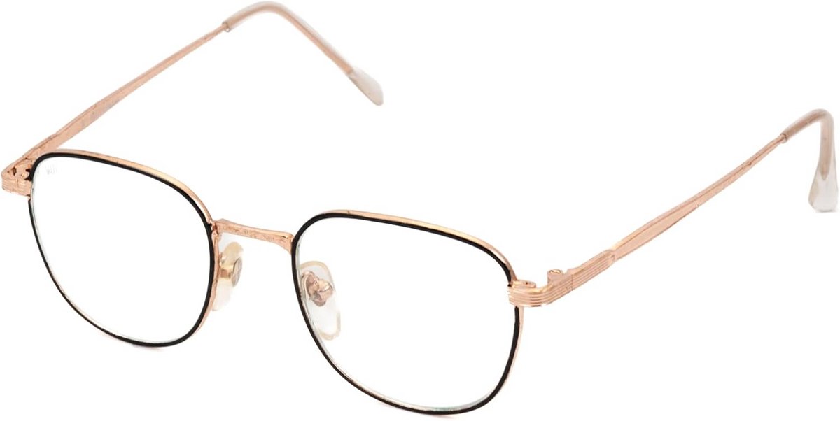 Vintage Metalen Bril Vierkant met Blauwlichtfilter – Dun Montuur met Gravures voor Man en Vrouw