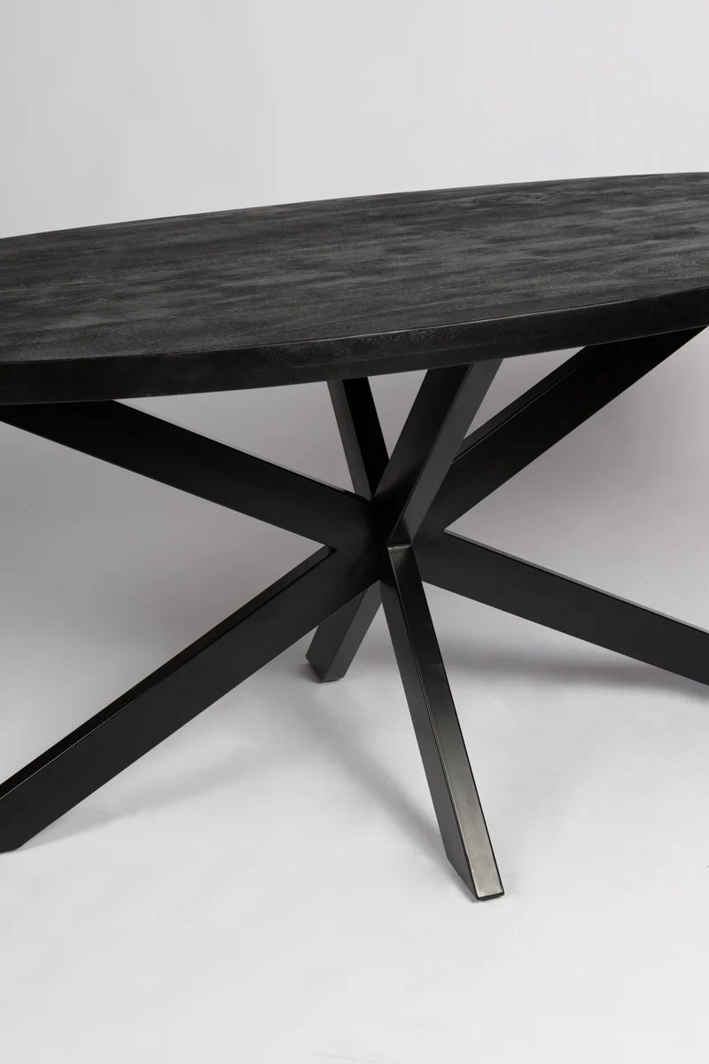 Ovale Eettafel - 170cm - Zwart - Mangohout - dutch