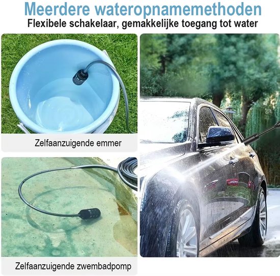 EAFC Draadloze Hogedrukreiniger - Incl. Makita 21V Accu - 100 Bar - Auto Was Set - Terrasreiniger - Hogedrukspuit - Zwart van Merkloos	 — afbeelding 4