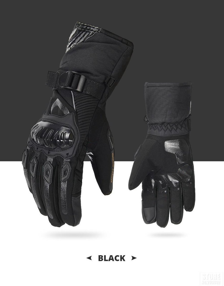 Winter Motorhandschoenen - Heren - Waterdicht Winddicht - Moto Handschoenen - Touchscreen Motorrijden Handschoenen - Zwart - XXL – foto 2