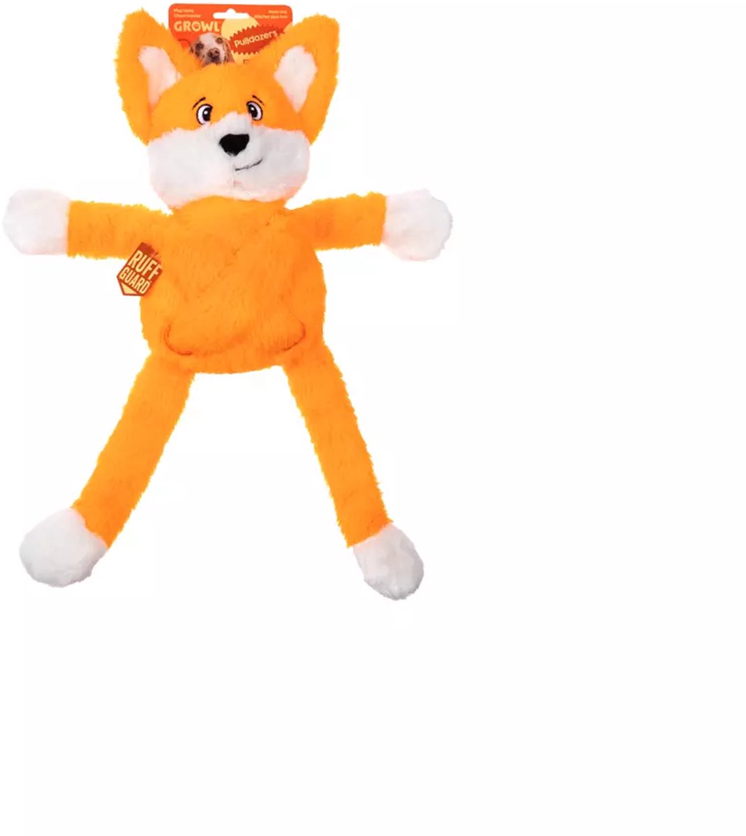 Growl Pulldozers Hondenspeeltje met 5 Piepers - Trektouw Hond - Kauwspeelgoed en Trekspeeltje voor Alle Honden - Freddy de Vos