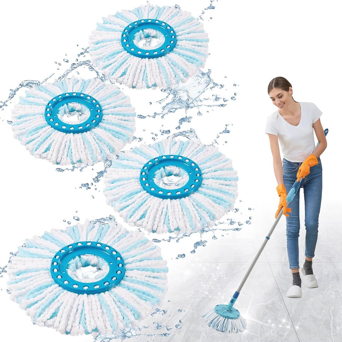 Clean Twist Disc Mop Vervangende Koppen Set van 4 Stuks