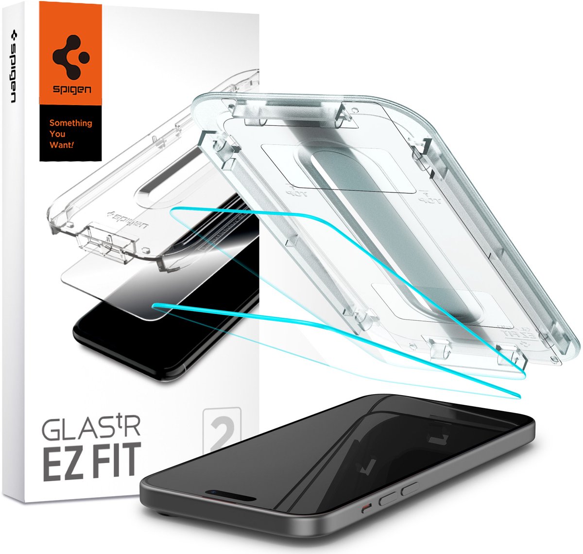Spigen Screenprotector met Montage frame geschikt voor Apple iPhone 15 - 2 Pack - Spigen
