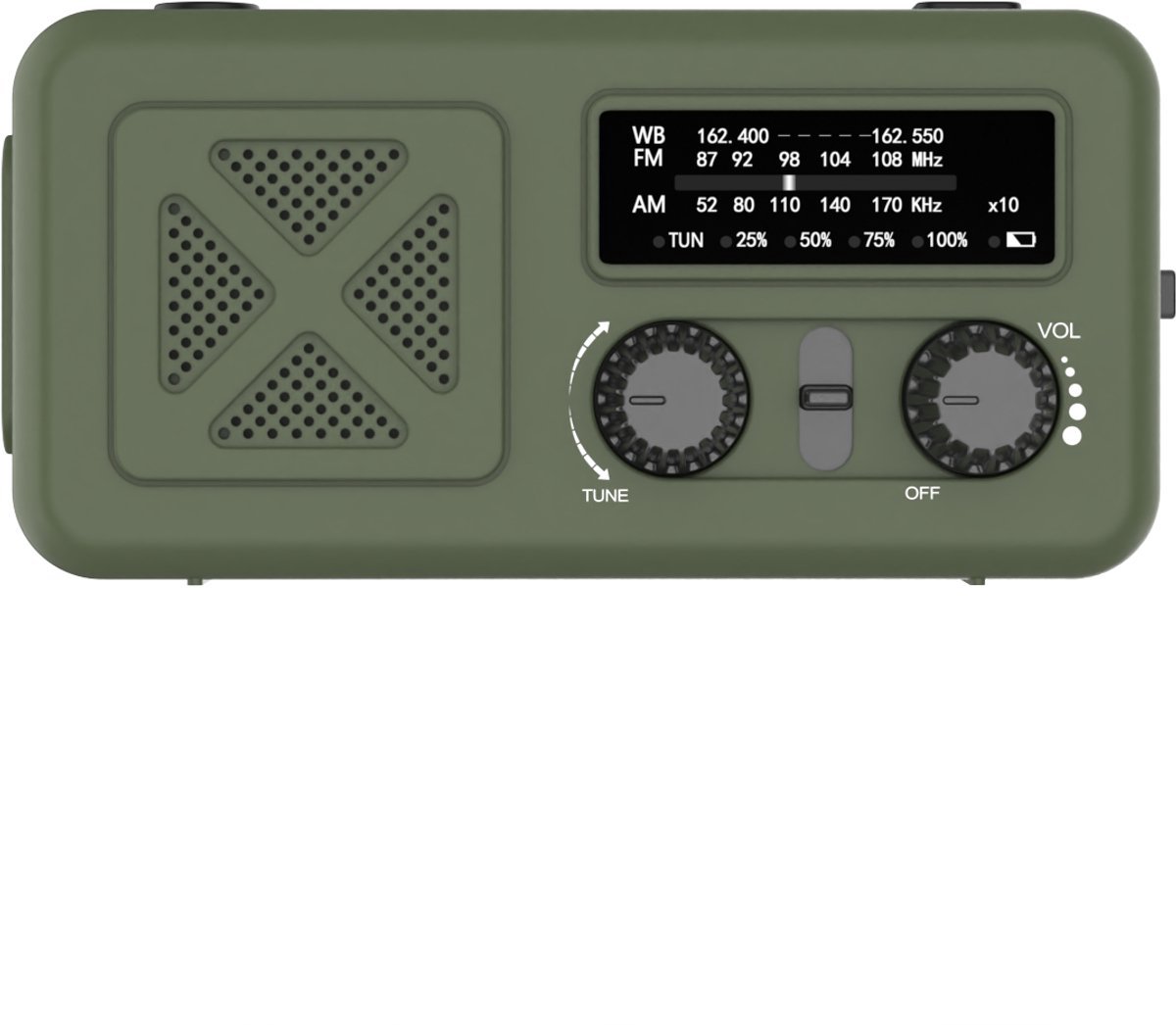 FLOKOO Noodradio – Solar & Hand Crank Powerbank – Inclusief 21700 Batterij – AM/FM/WB Emergency Radio – Zaklamp & SOS – Onmisbaar bij stroomuitval en noodsituaties – Groen