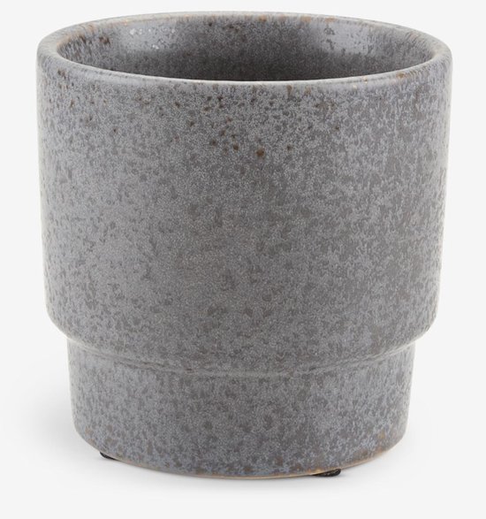 Keramische Bloempot – Donkergrijs Gespikkeld Glazuur – Moderne Ronde Pot – Ø13 cm