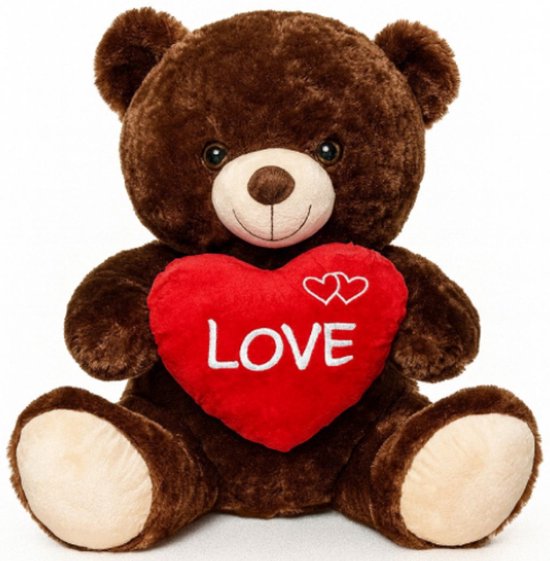 Valentijnsdag Cadeau Knuffelbeertje I Love You Wit - Pluche Teddybeer Met Hartje   Cadeautje Voor Hem En Haar