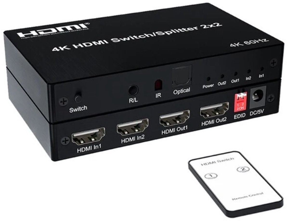 HDMI schakelaar/splitter 2 naar 2 - versie 1.3 (Full HD 1080p)