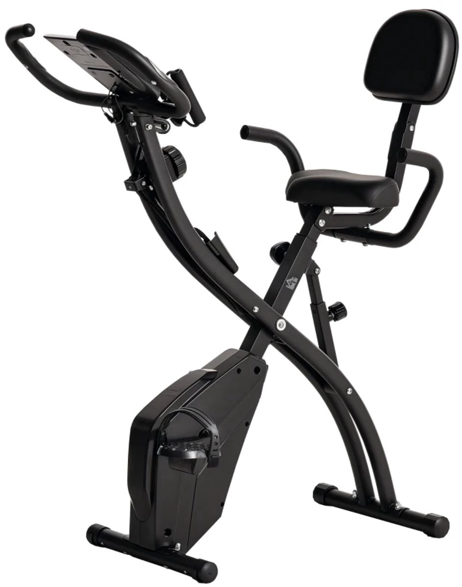 2-in-1 Opvouwbare Hometrainer - X-Bike met 8 Weerstandsniveaus - Vliegwiel 2,5KG - met 2 Weerstandsbanden - LCD Scherm - Hartslagmeter - Verstelbare Zitting - Fietstrainer - Fitnessfiets - Spinningfiets