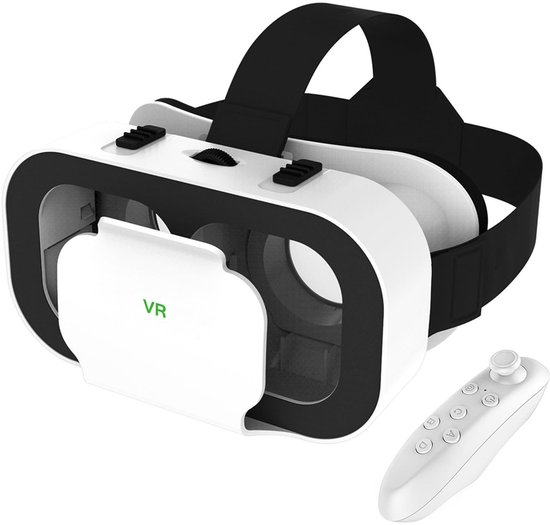 Kraftverdia - VR-bril - 3D Virtual Reality Headset voor mobiele telefoons - VR-brillen, brillen, brillen - Computerentertainmentapparaten met draadloze afstandsbediening - Compatibel met 4,7-6 inch schermen - Wit