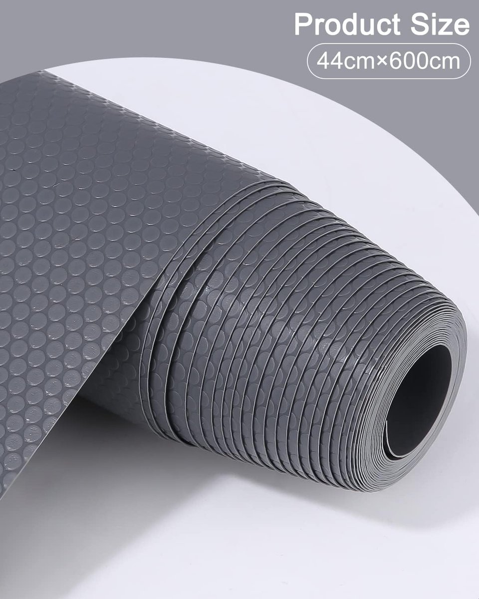 Candala Antislip lademat, 44 x 600 cm, voor laden, niet klevend, transparant, waterdicht, afwasbaar, voor koelkast, tafel, keuken, wastafel, planken, donkergrijs