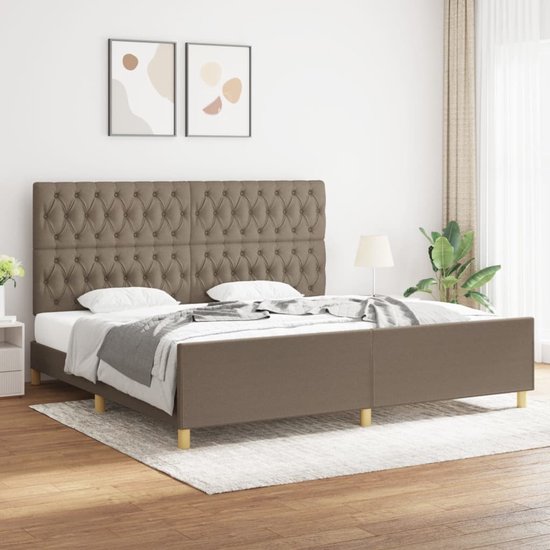 vidaXL-Bedframe-met-hoofdeinde-stof-taupe-200x200-cm
