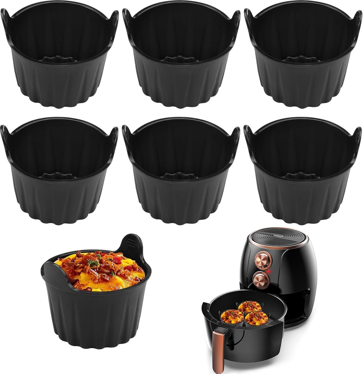 Siliconen vormen voor airfryer en oven - 6 stuks