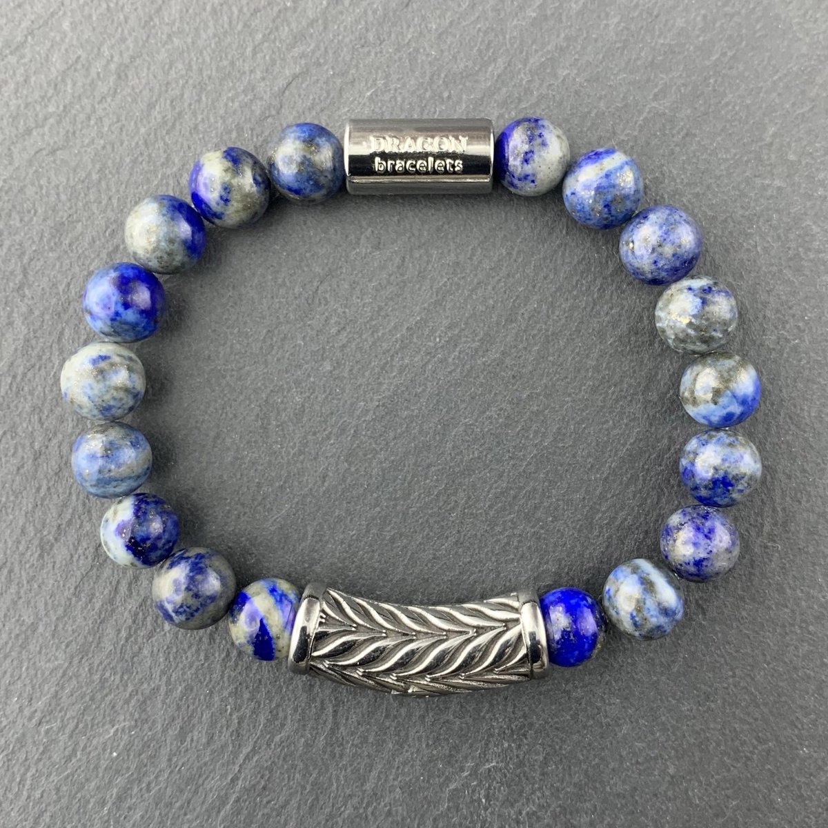 Dragon Bracelets Heren Armband - Royal Viking - Blauw Grijs - Lapis Lazuli Natuursteen