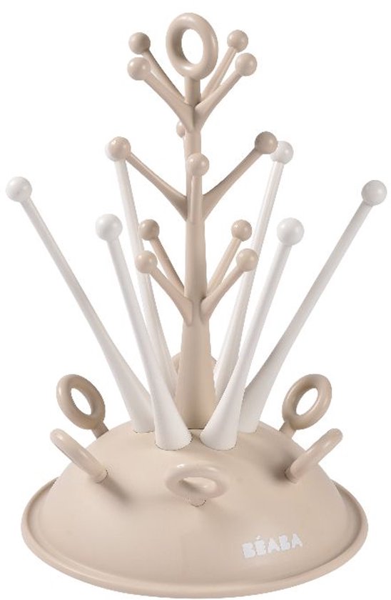 Béaba Flessendroogrek Boom - Hygiënisch Afdruiprek voor Zuigflessen met Wateropvangsysteem - Flessenrek Voor 6 Baby Flessen & Accessoires - Clay/Ecru van Beaba — afbeelding 3