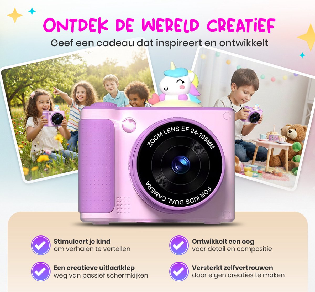 K&L Digitale Kindercamera Kids 32GB - Kinder vlog camera - Kindercamera's Digitaal - Fototoestel Kinderen - Kinderfototoestel — afbeelding 3