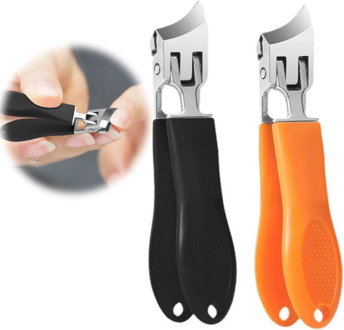 Nail Clipper Set voor Dikke Nagels - 2 Stuks - Anti-Spat en Verstelbare Nagelknippers voor Fingernagels en Teennagels