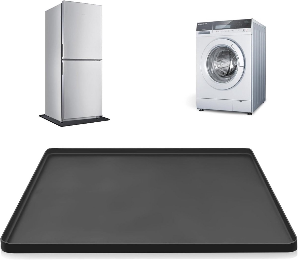 Siliconen Vloermat 60 x 60 cm voor Koelkast en Huishoudelijke Apparaten - Waterdichte Lekbak met Verhoogde Rand