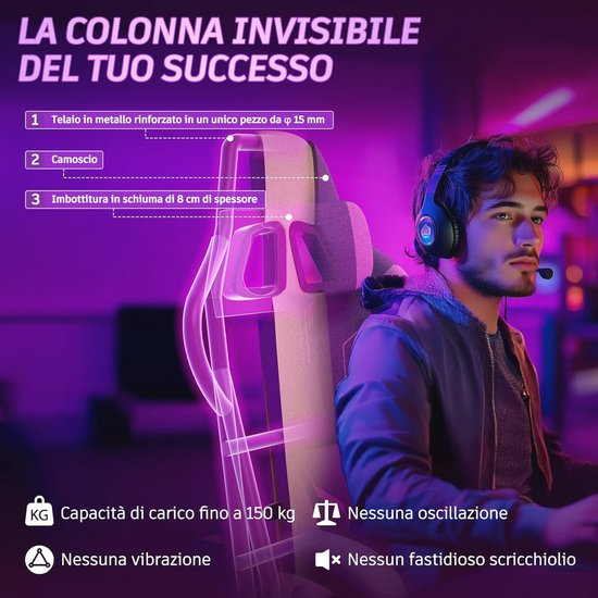 Gamingstoel met Massagefunctie en Voetensteun - Comfortabele Gamingstoel met Verstelbare Rugleuning — afbeelding 5