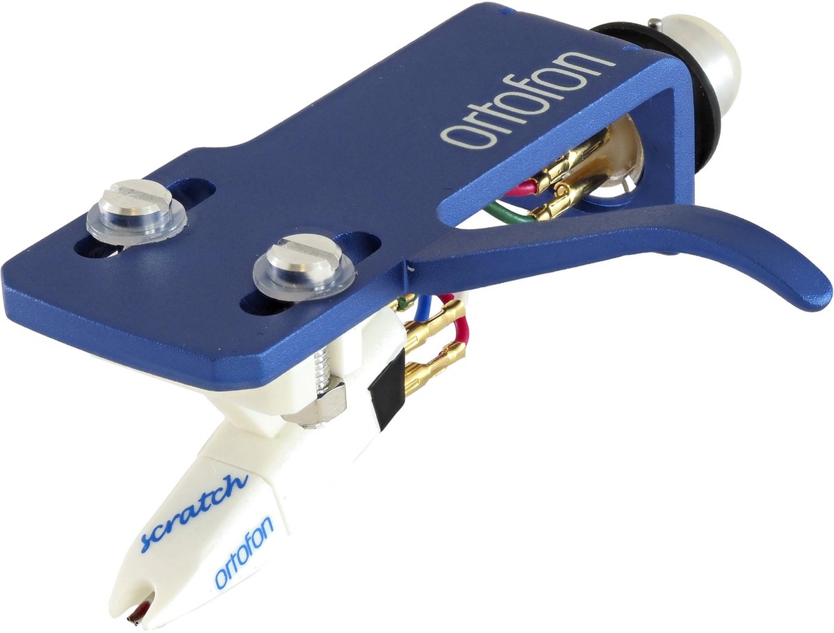 Ortofon OM Scratch White gemonteerd op SH-4 Headshell blauw