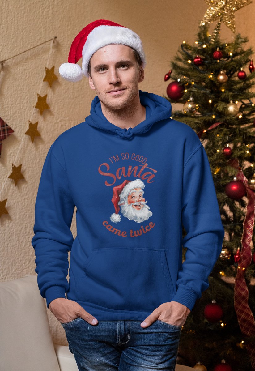 Santa Came Twice - Kersttrui - Kerst Trui Navy - Grappig Kersttrui - Maat XXL - Limited Edition