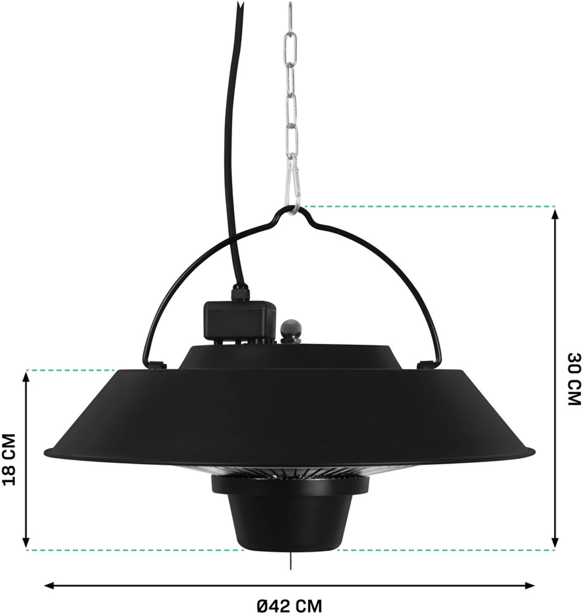 VONROC Sfeervolle terrasverwarmer – Heater Ustica – Infrarood – 1500W - Hoog rendement – Carbonfiberlamp – foto 7