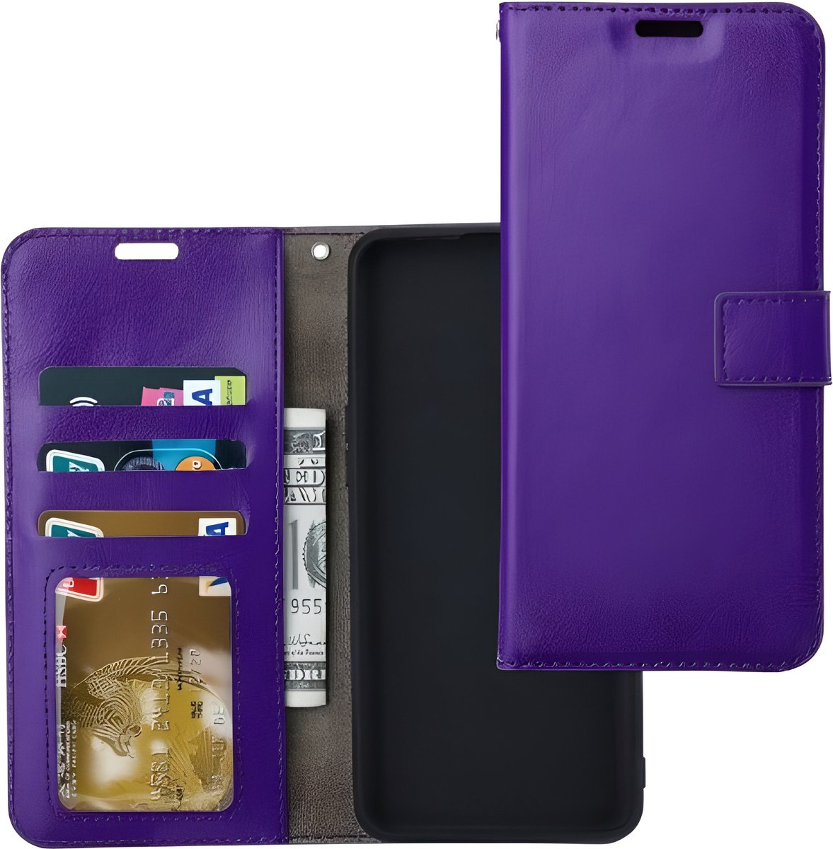 Bookcase Geschikt voor: Samsung Galaxy S10 Plus - Paars - portemonnee hoesje - Book Cover