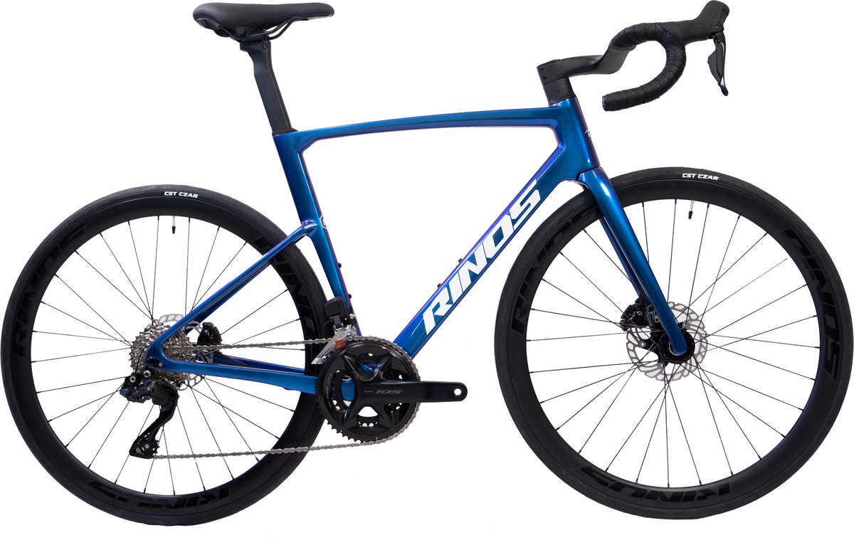 Rinos Odin6.0 Carbon Road - Racefiets - met UCI Frameset - met SHIMANO Di2 - 24 versnellingen en schijfremmen - lichte fiets voor dames en heren - 700 x 40C - Kameleon Blauw Paars XL