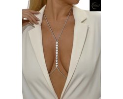 Diamond Desire – Sexy Lichaamssieraad met Kristallen – Zilveren Body Chain voor Dames – Erotisch Sierraad – Erotische Accessoire – Clubwear – Erotisch feest – Elegant – Dare to Undress