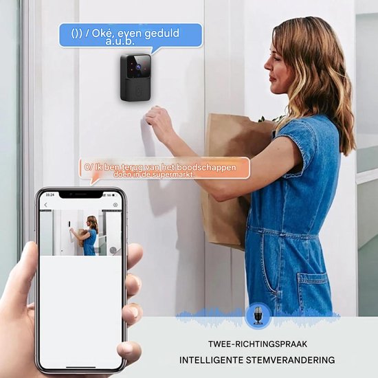 Ynkkvre - Deurbel - Deurspion - Video Deurbel - WiFi Deurbel - HD Camera - Bewegingsdetectie - Tweerichtingsaudio - Smart Home van Ynkkvre — afbeelding 4