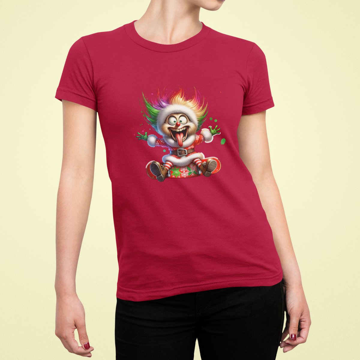 Crazy Energy Santa - T-shirt Vrouw - T-shirt Rood - Grappig T-shirt - Maat M - Cadeau Vrouwen - Limited Edition