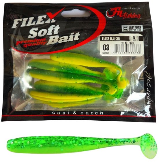 FC's FELIX Softbaits 'Assorti'- 9.0cm - 25 stuks - 5x5 Shads in verschillende kleuren - Shad/Soft Bait - Kunstaas voor Roofvissen - Voordeelpakket van Merkloos — afbeelding 5