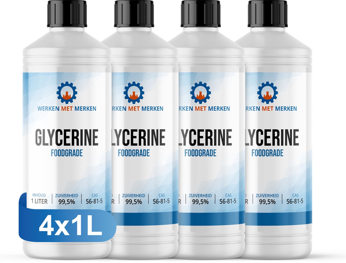 Glycerine Foodgrade 99,5% - Doos, 4 x 1 liter - Glycerol - Vloeistof