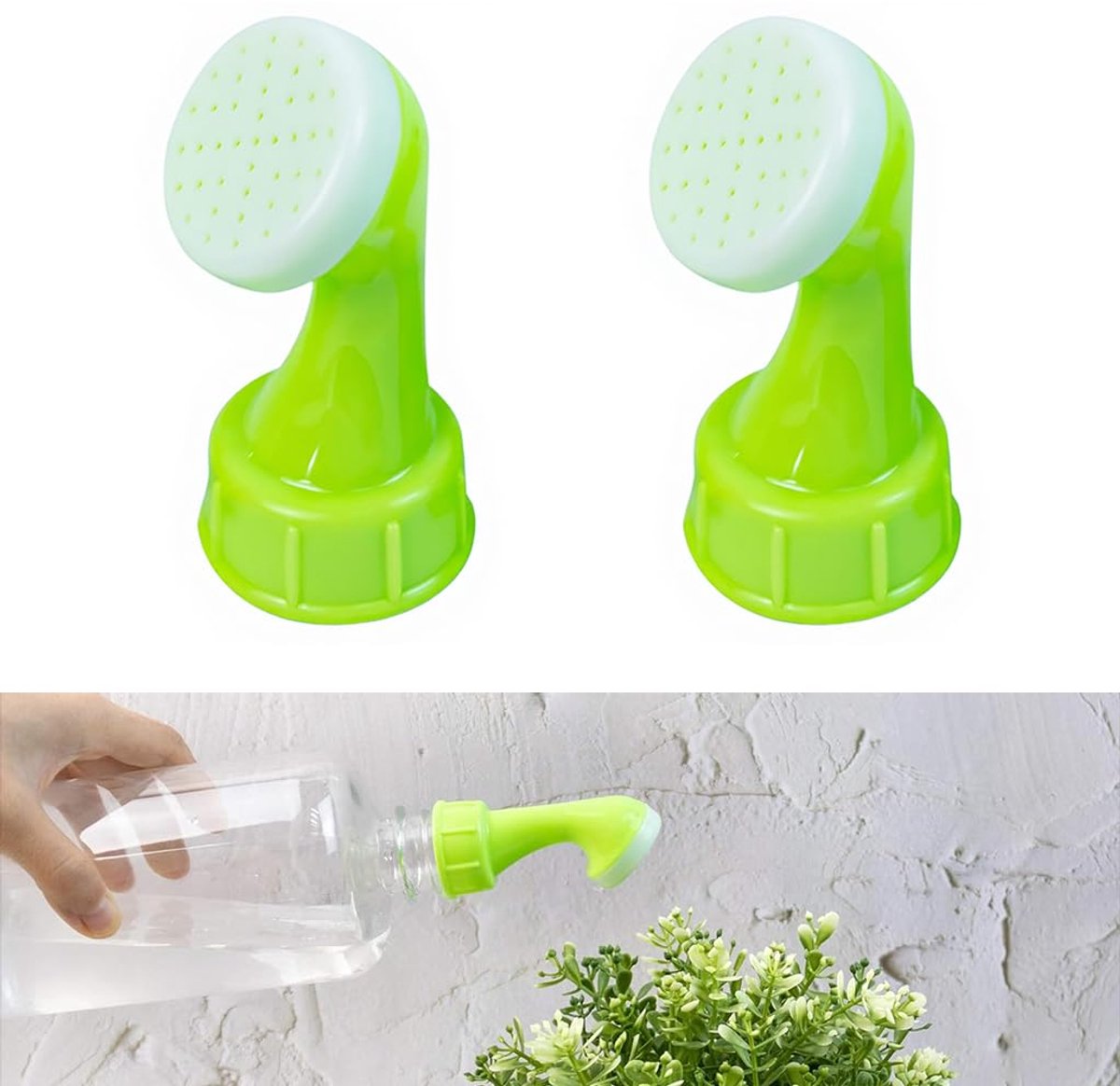2stuks, gieter, gietersproeierset，tuinbenodigdheden, gieter, herbruikbaar, geschikt voor potplanten, bloemen en buitenbewatering, groen, 2,2*3*7cm