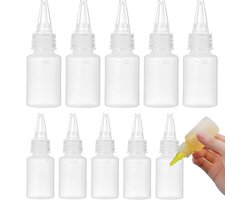 OIMG 10 stuks knijpflessen - 30 ml/10 ml doseerfles - kleine knijpflessen - plastic knijpflessen - herbruikbare knijpfles met sproeiers - lekvrije sausflessen voor condiment, specerijen, sauzen, ketchup pigmenten - voor schilderen bakken