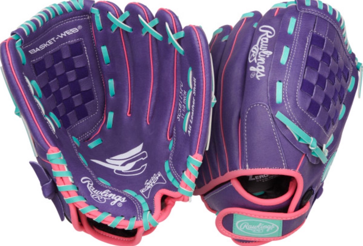 Rawlings - MLB - Softbal Handschoen - Sure Catch - Jeugd - 11,5 inch - Paars/Mint/Roze