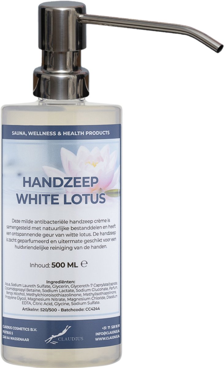 Handzeep White Lotus 500 ml - met gratis RVS zilverkleurige pomp