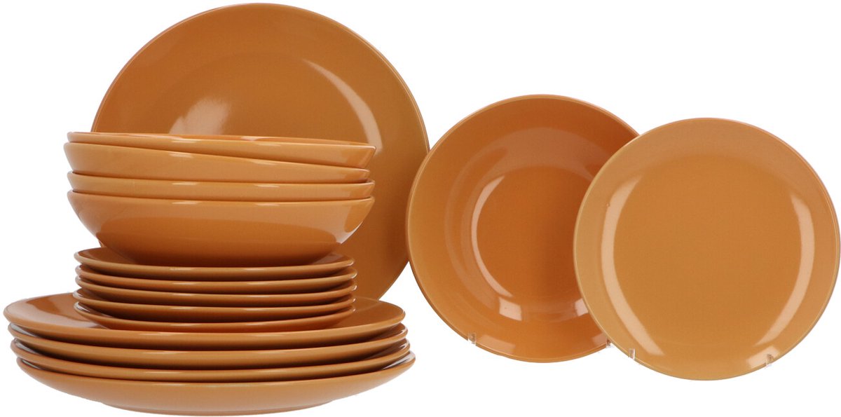 4goodz Porseleinen Servies 6 persoons 18-delig - glimmend Geel