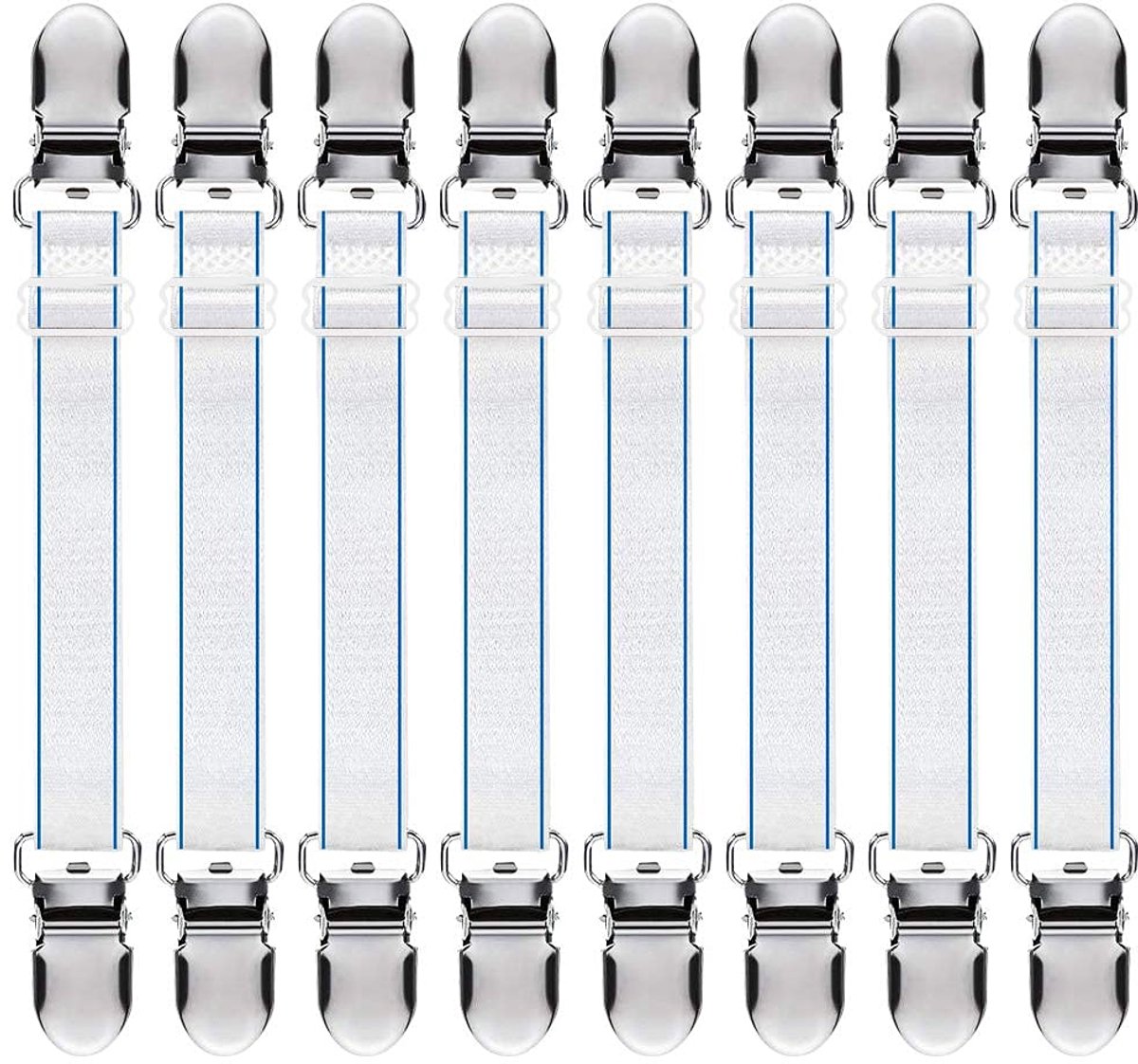 IMPERATORIS® Bedlaken Spanners - Lakenspanners - Elastische Bretels voor Hoeslaken - Verstelbaar - Voorkomt Verschuiven - verpakking van 8
