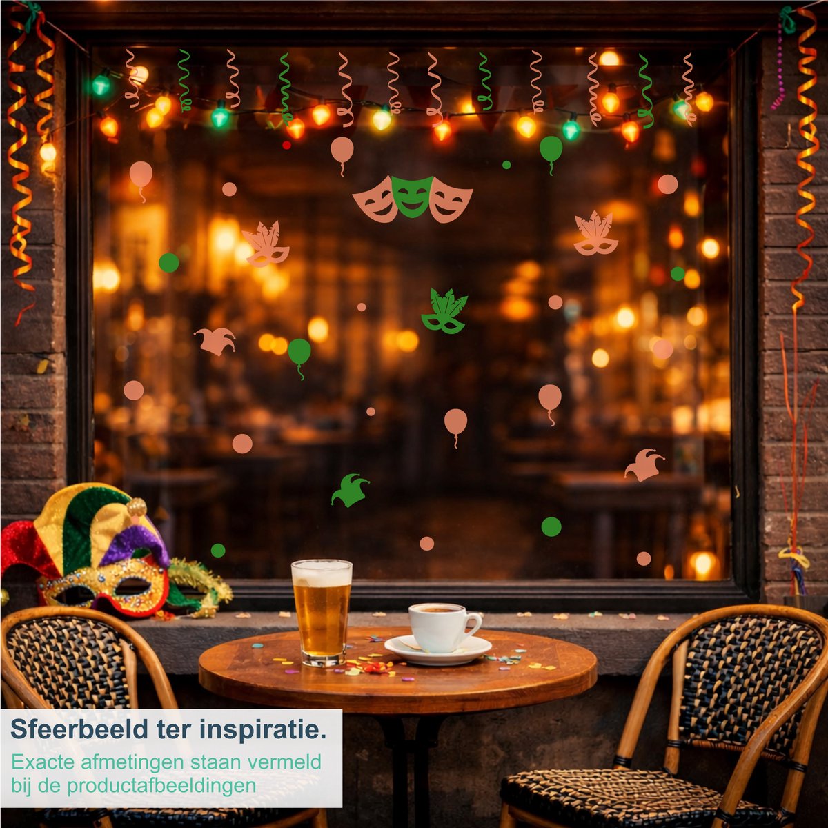 Herbruikbare statische raamsticker - Carnaval per kleur - Lieve Labels.nl