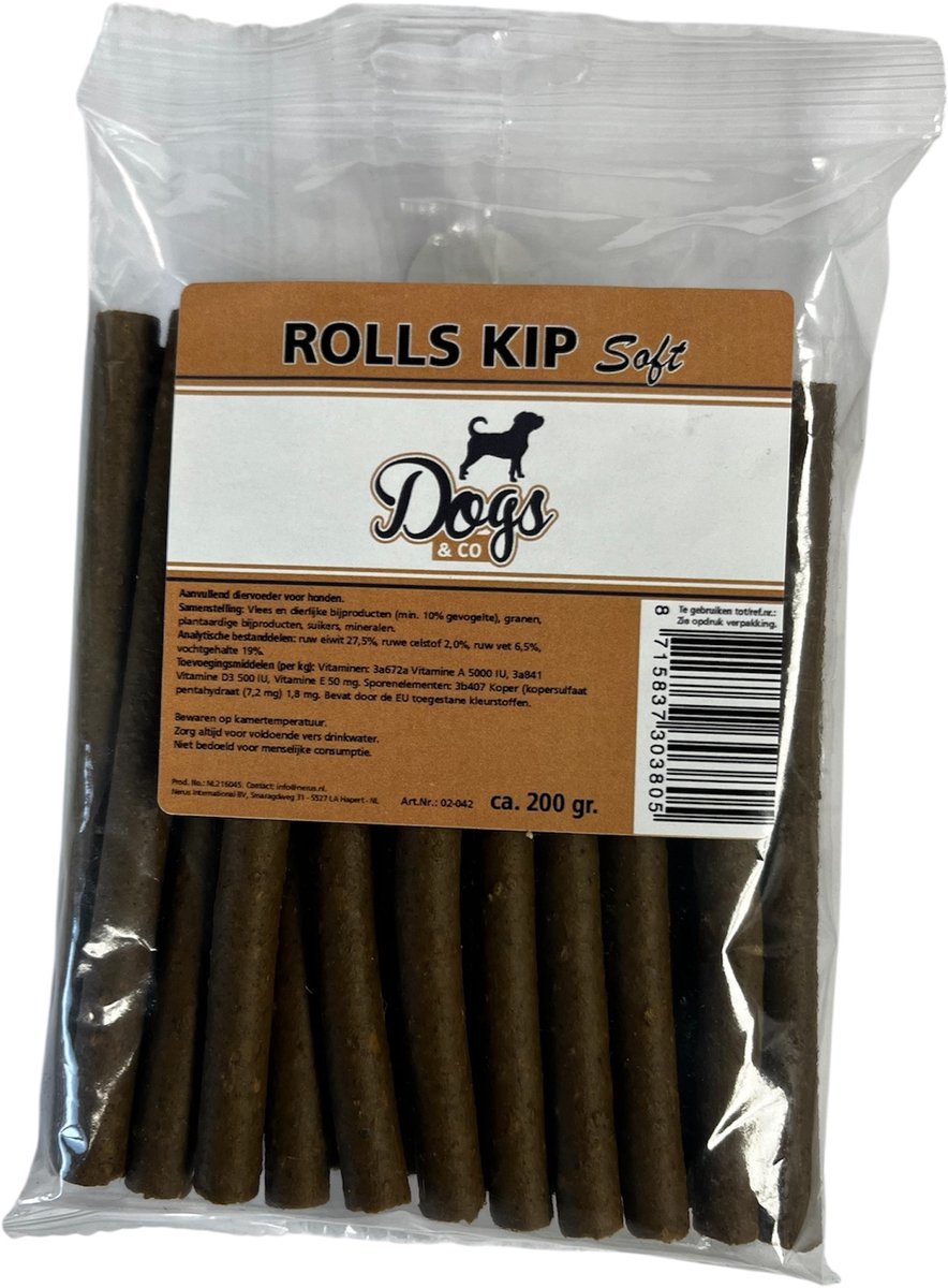 Dogs&Co Snack Rolls Kip 200gram - Honden verwensnack
