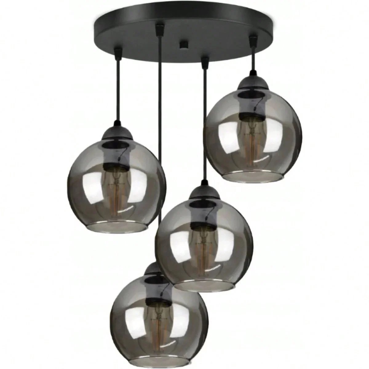 Fubzz Grijze Glazen Hanglamp - Scandinavisch Modern Design - 4 Lichtpunten E27 - Luxe Eetkamer En Woonkamer Verlichting - Café Bar Chandelier 220V