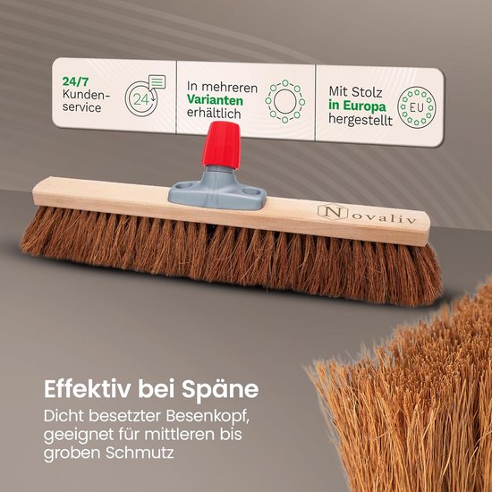 2x Kokosbezem 40 cm met Verstelbare Telescoopsteel - Stugge Borstel voor Werkplaats en Buiten — afbeelding 3