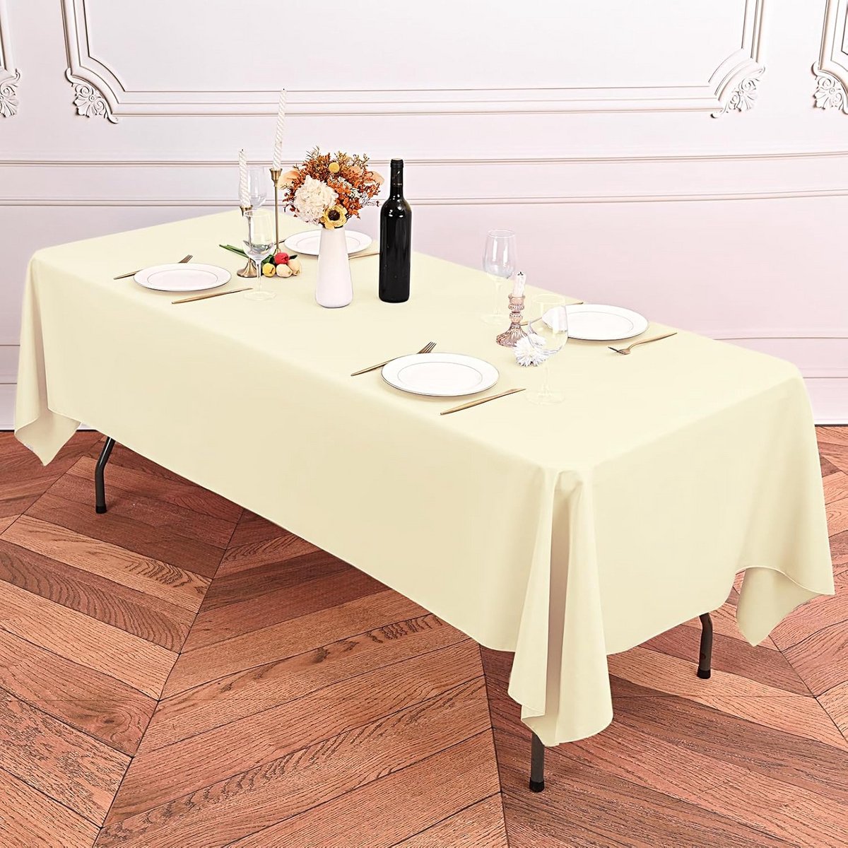 Beige Polyester Tafelkleed Rechthoekig Herbruikbaar voor Feest en Diner