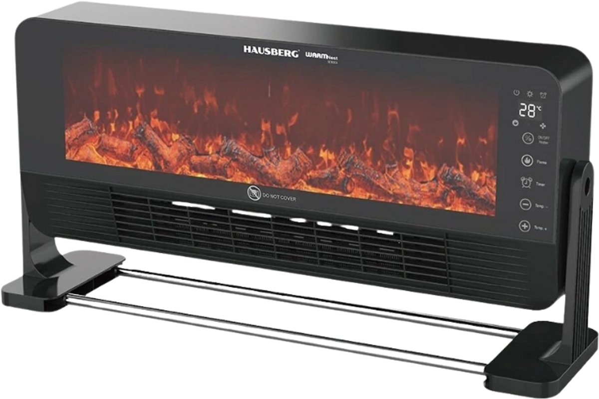Hausberg HB-8216NG Elektrische Sfeerhaard – 2000 W – Ventilator – Zwart