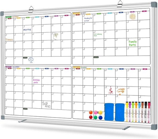 Großer Whiteboard-Kalender für die Wand, Jahreskalender 2026, 12 Monate