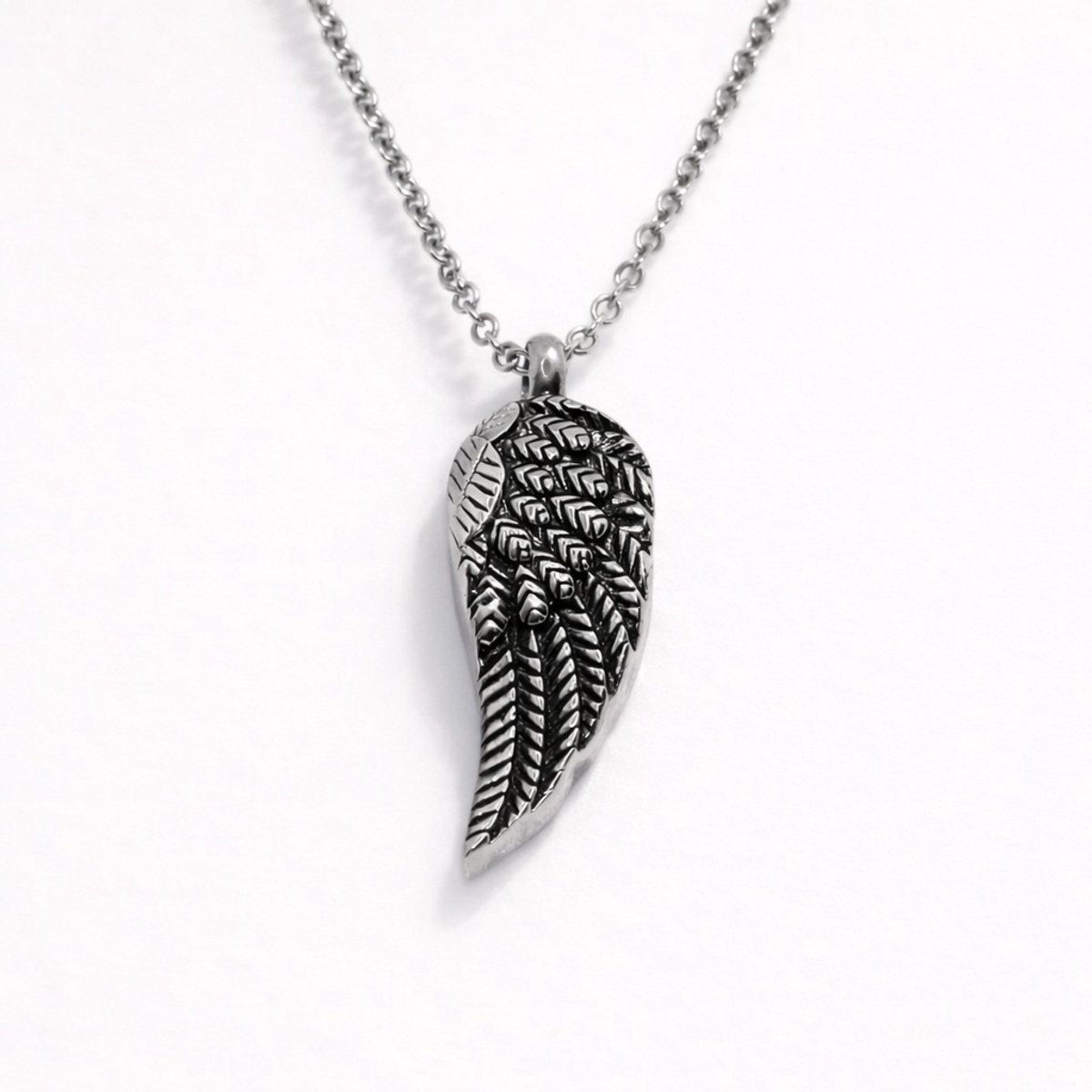 Assieraad - Ashanger met ketting en vulsetje - Mini urn - Engelenvleugel - Engel - Vleugel - Zilverkleurig