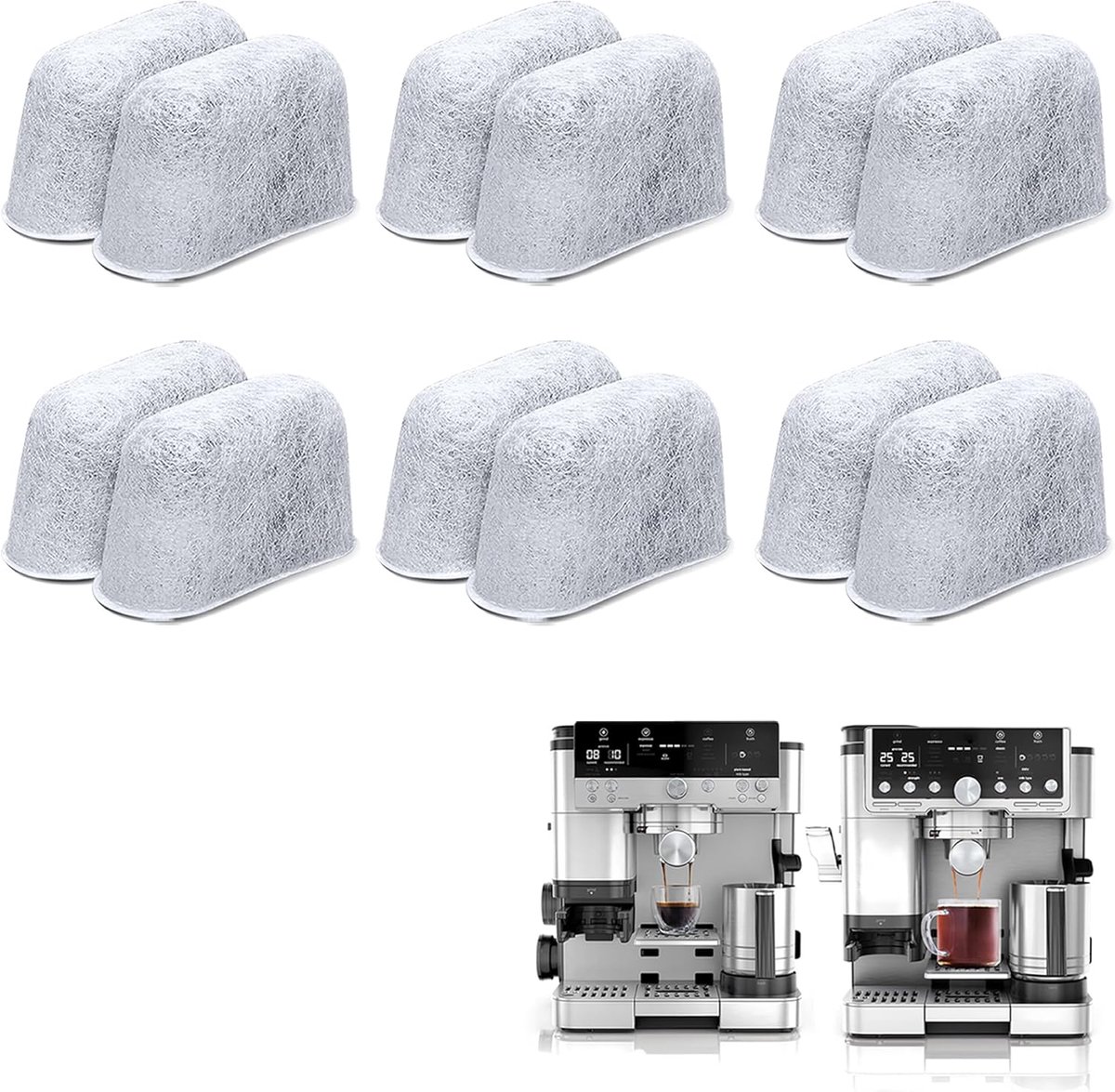 12 actieve koolstoffilterpatronen voor Ninja koffiemachines - Compatibel met DualBrew Pro CFP301 CFP307 CFN601 - Vervangingsfilters - Koffieaccessoires - Reinigingsmiddelen voor koffiemachines - Ontkalkings- en waterfilters